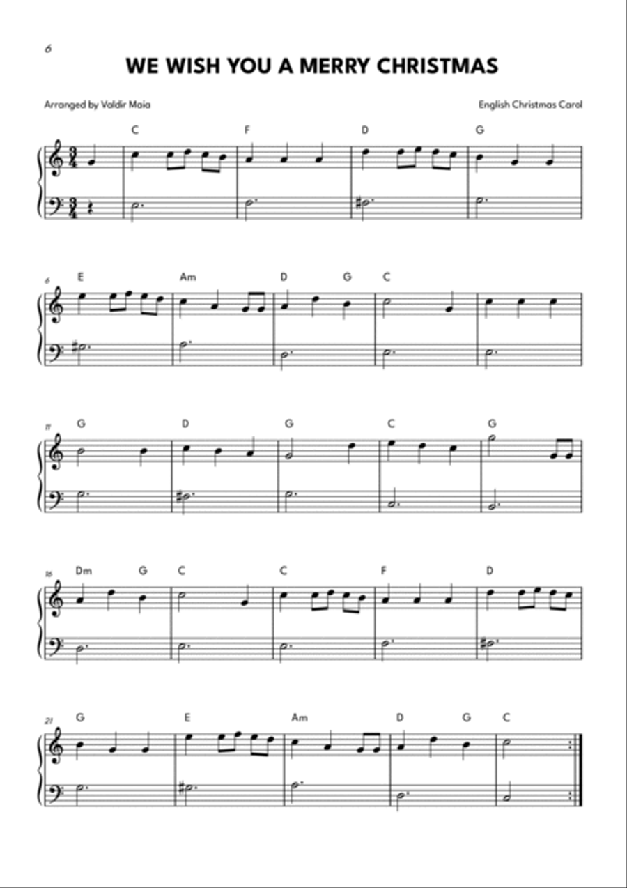 20 Christmas Carols for Piano (Easy Beginner + CHORDS) Easy Piano scores gallery preview page 6