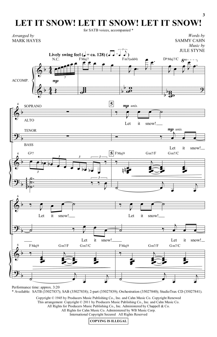 Let It Snow! Let It Snow! Let It Snow! (arr. Mark Hayes) 4-Part scores gallery preview page 1