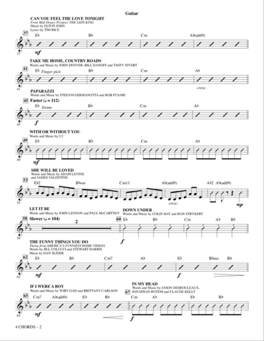 4 Chords (A Choral Medley) - Guitar Choir scores gallery preview page 2