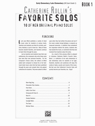 Book cover for Catherine Rollin's Favorite Solos, Book 1: 10 of Her Original Piano Solos