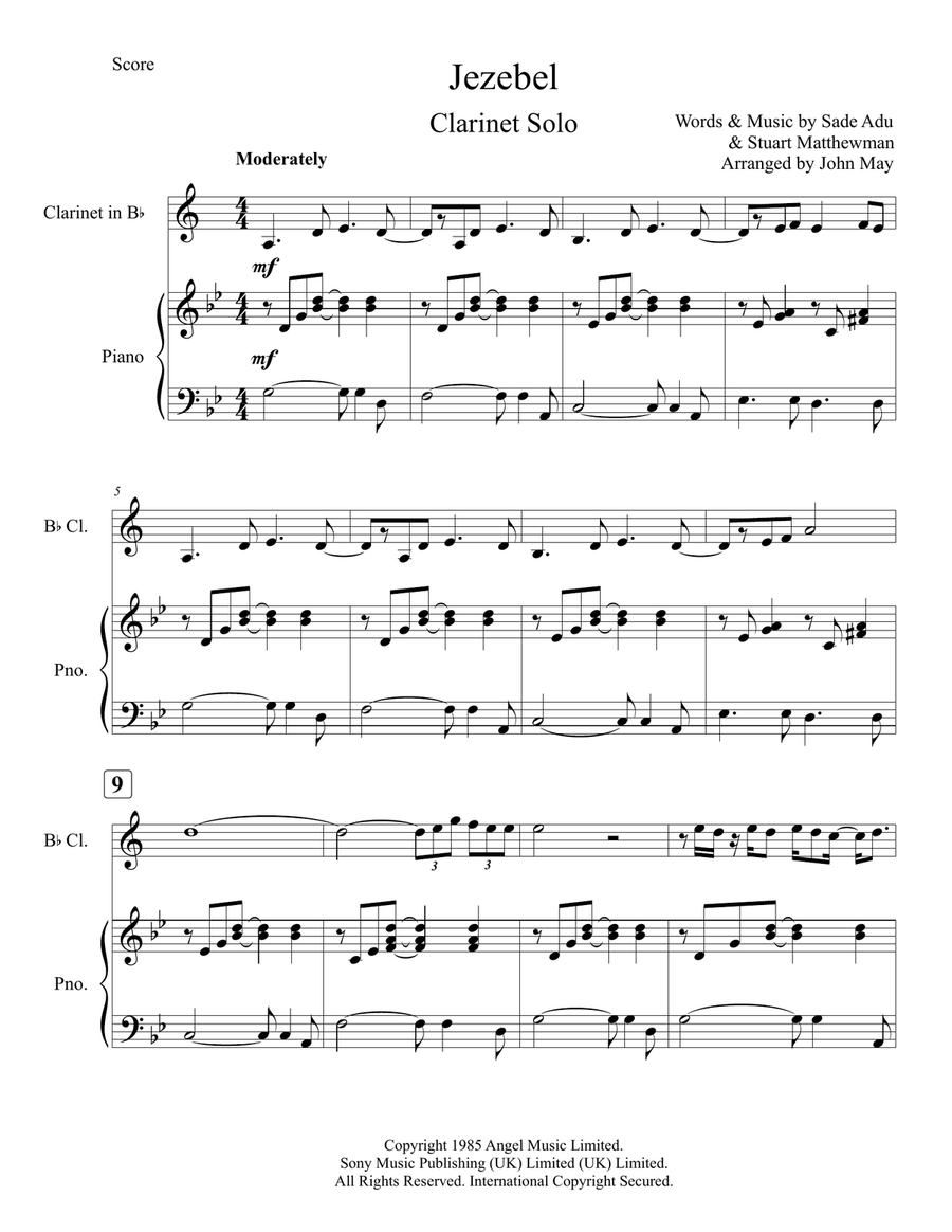 Jezebel B-Flat Clarinet scores gallery preview page 3