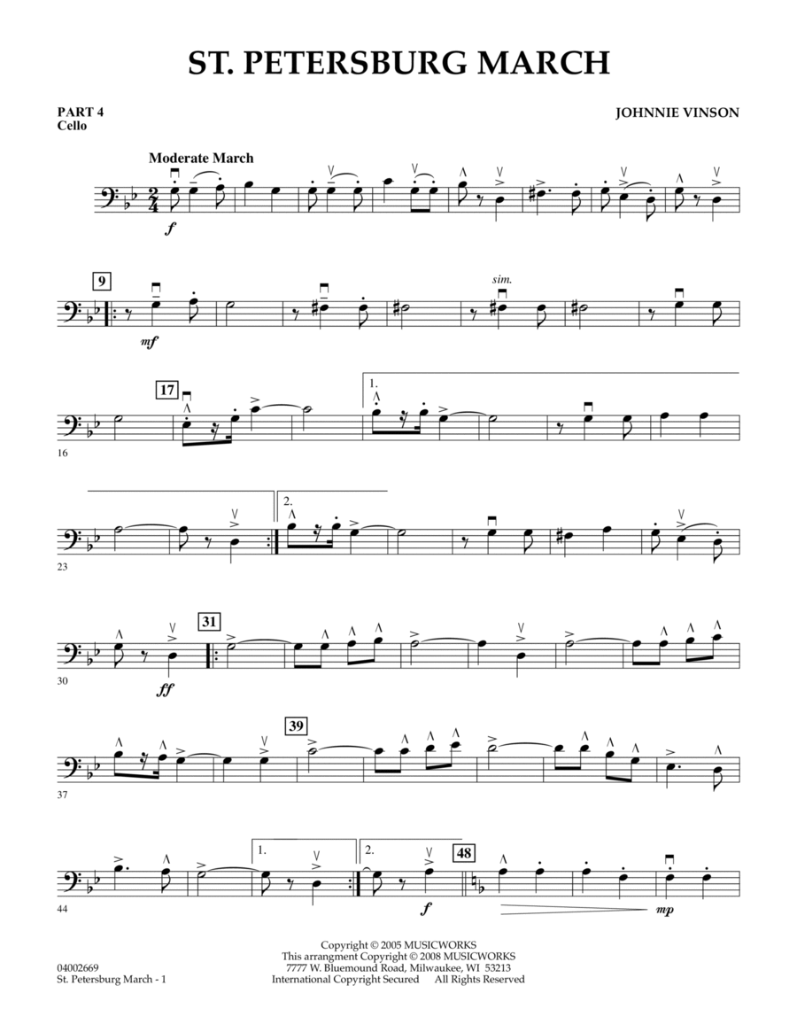 St. Petersburg March - Pt.4 - Cello Concert Band scores gallery preview page 1