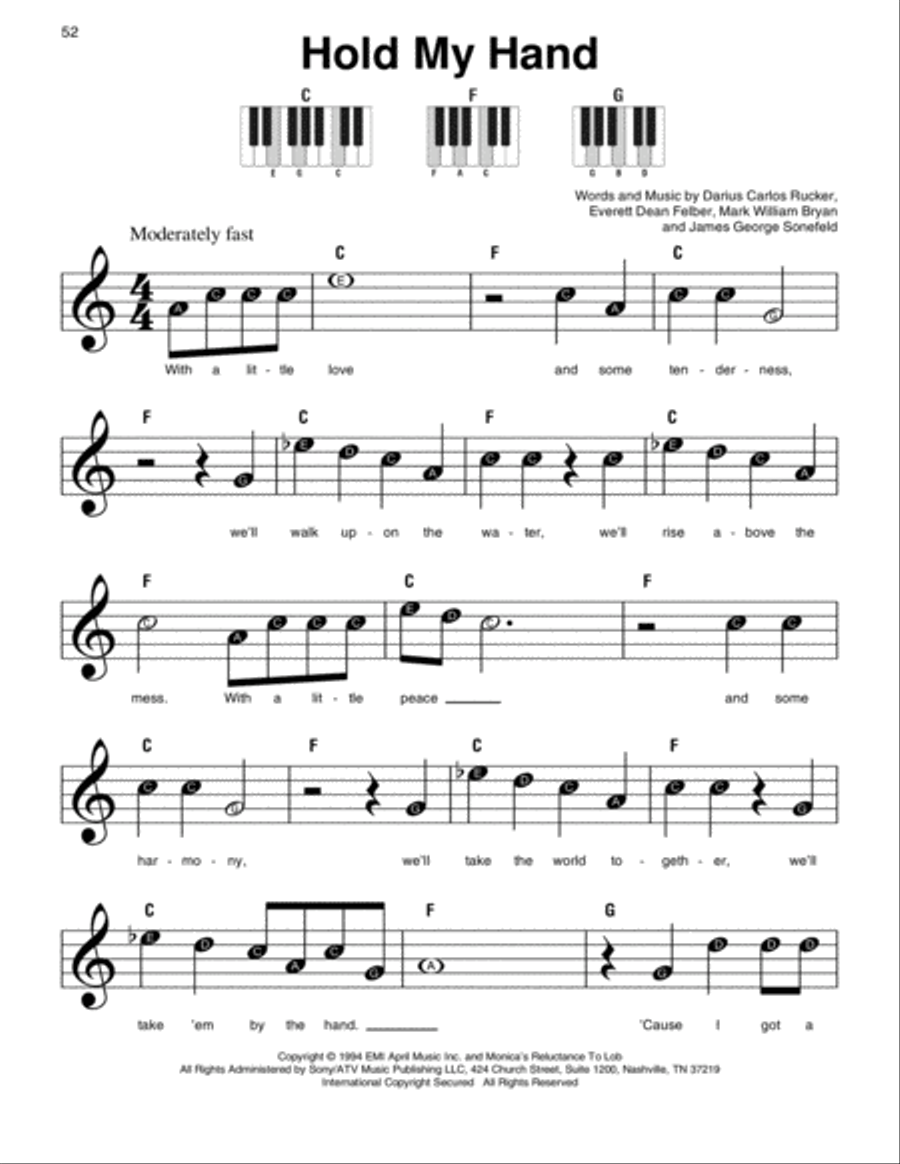 Hold My Hand Hold My Hand Easy Piano scores gallery preview page 1