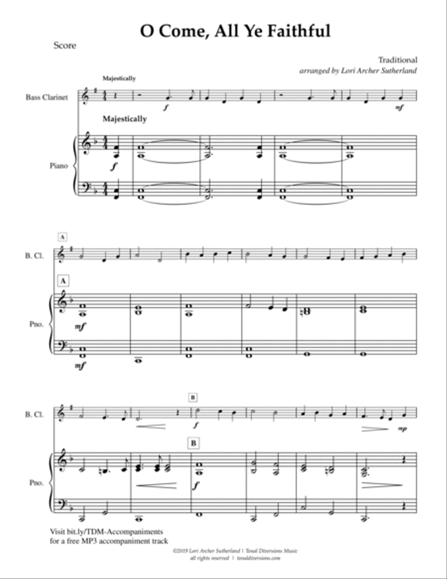 O Come, All Ye Faithful Bass Clarinet scores gallery preview page 2