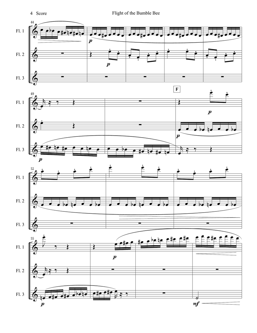 Flight of the Bumble Bee for flute trio Flute Trio scores gallery preview page 5
