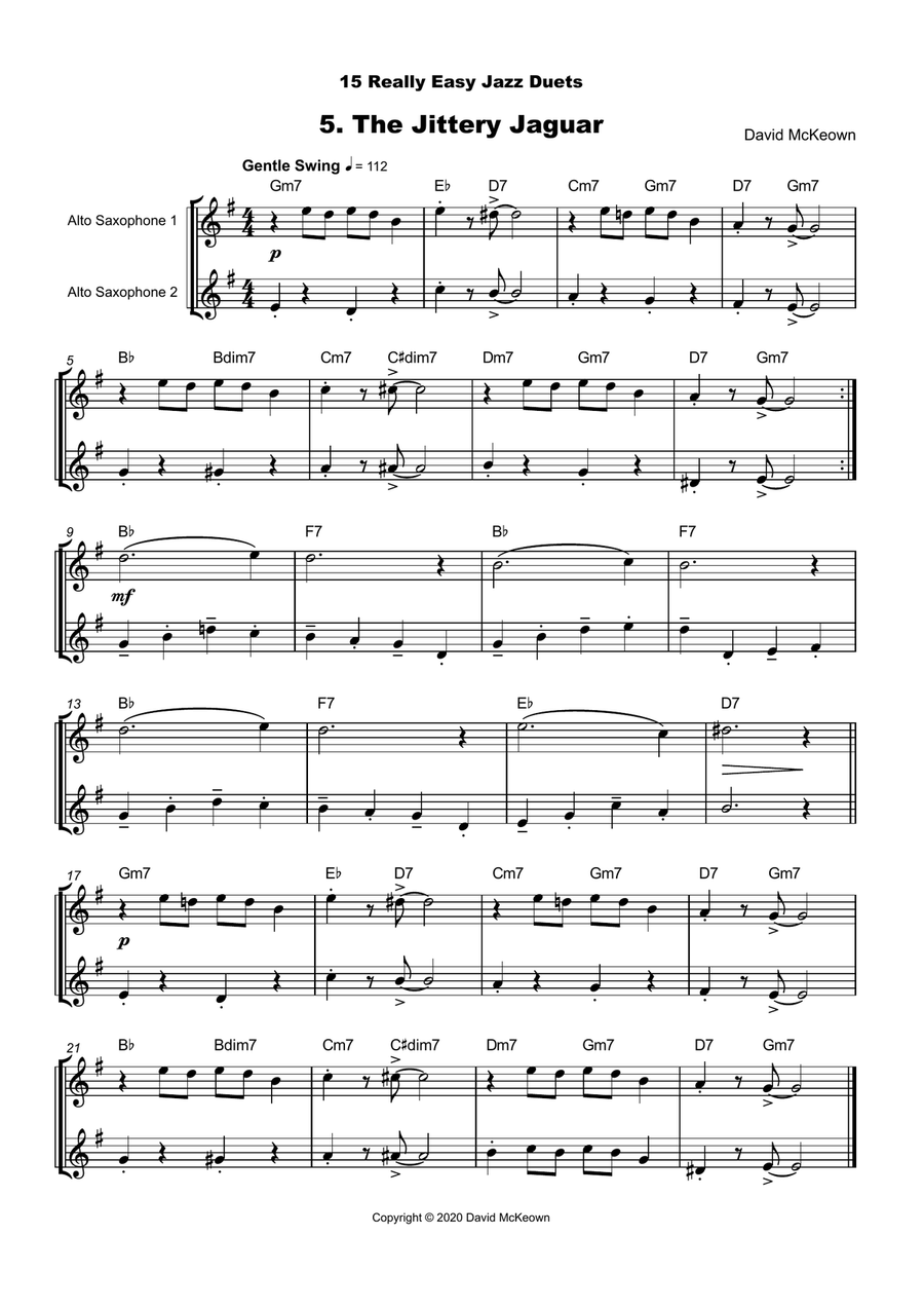 15 Really Easy Jazz Duets for Alto Saxophone Duet Woodwind Duet scores gallery preview page 6