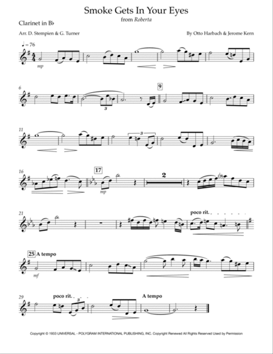 Smoke Gets In Your Eyes Smoke Gets In Your Eyes B-Flat Clarinet scores gallery preview page 3