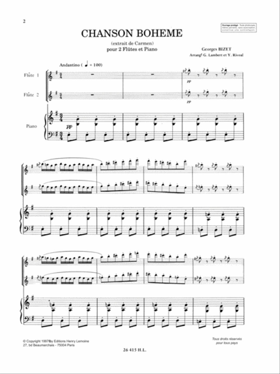 Chanson Boheme Flute Duet scores gallery preview page 2