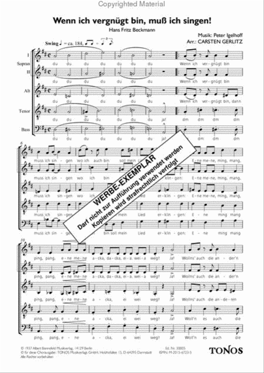 Wenn ich vergnugt bin Wenn ich vergnugt bin A Cappella scores gallery preview page 2