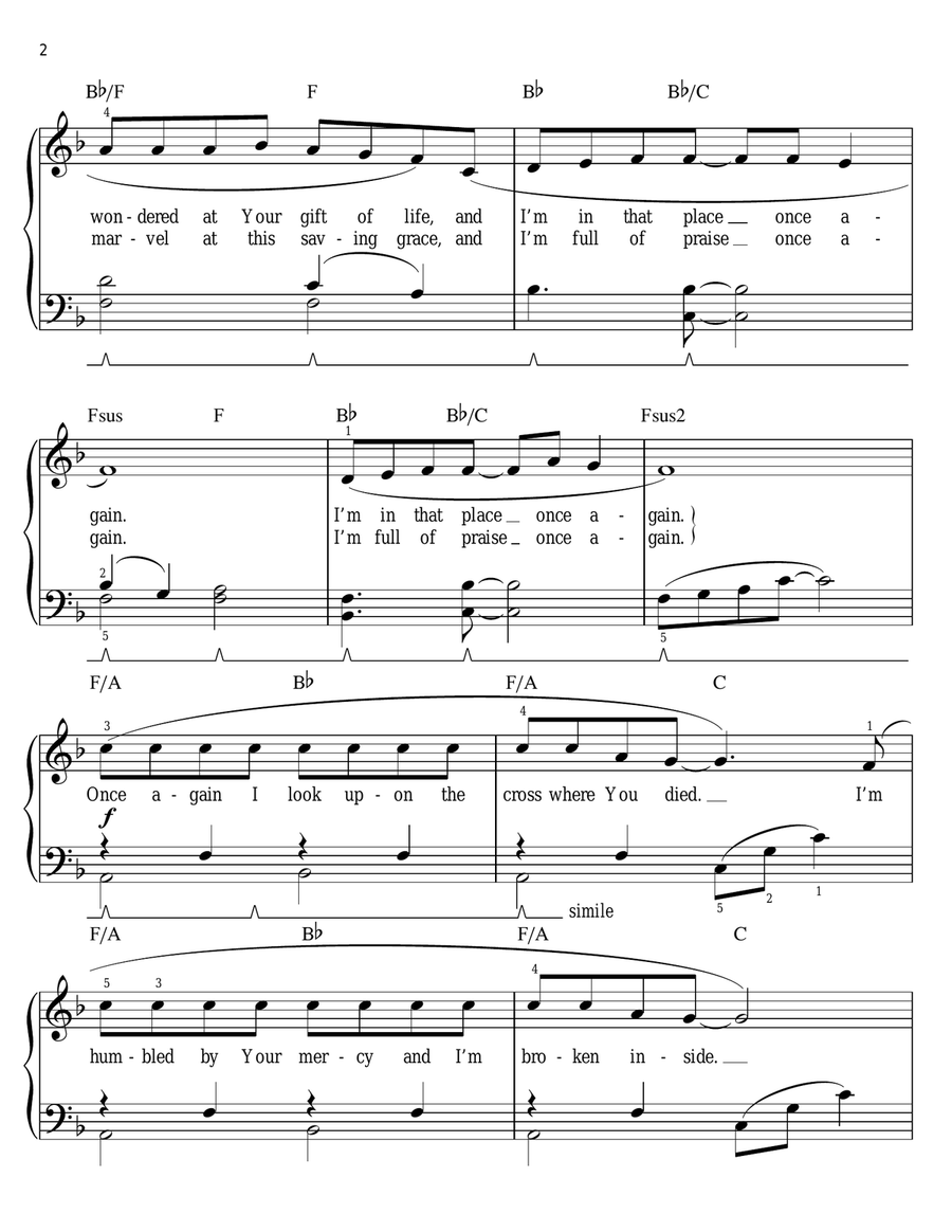 Once Again (arr. Phillip Keveren) Easy Piano scores gallery preview page 2