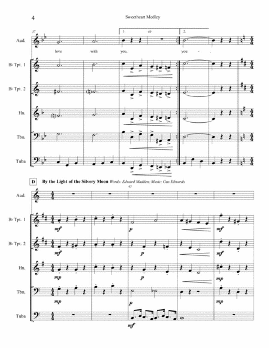 Sweetheart Medley: An Old Fashioned, Old-Timey Singalong Brass Ensemble scores gallery preview page 5