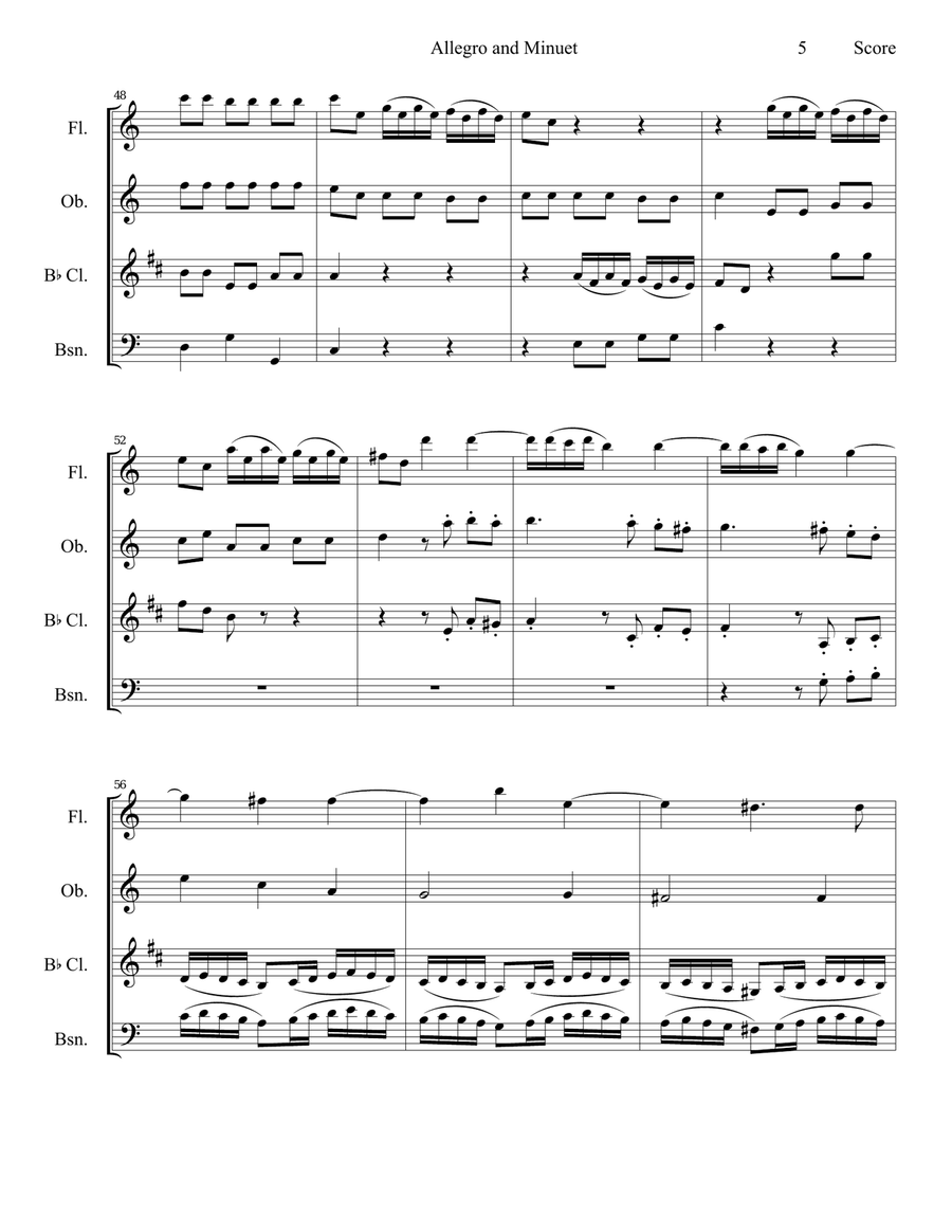 Allegro and Minuet for Woodwind Quartet Woodwind Quartet scores gallery preview page 6