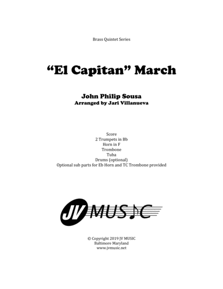 El Capitan for Brass Quintet by John Philip Sousa image number null