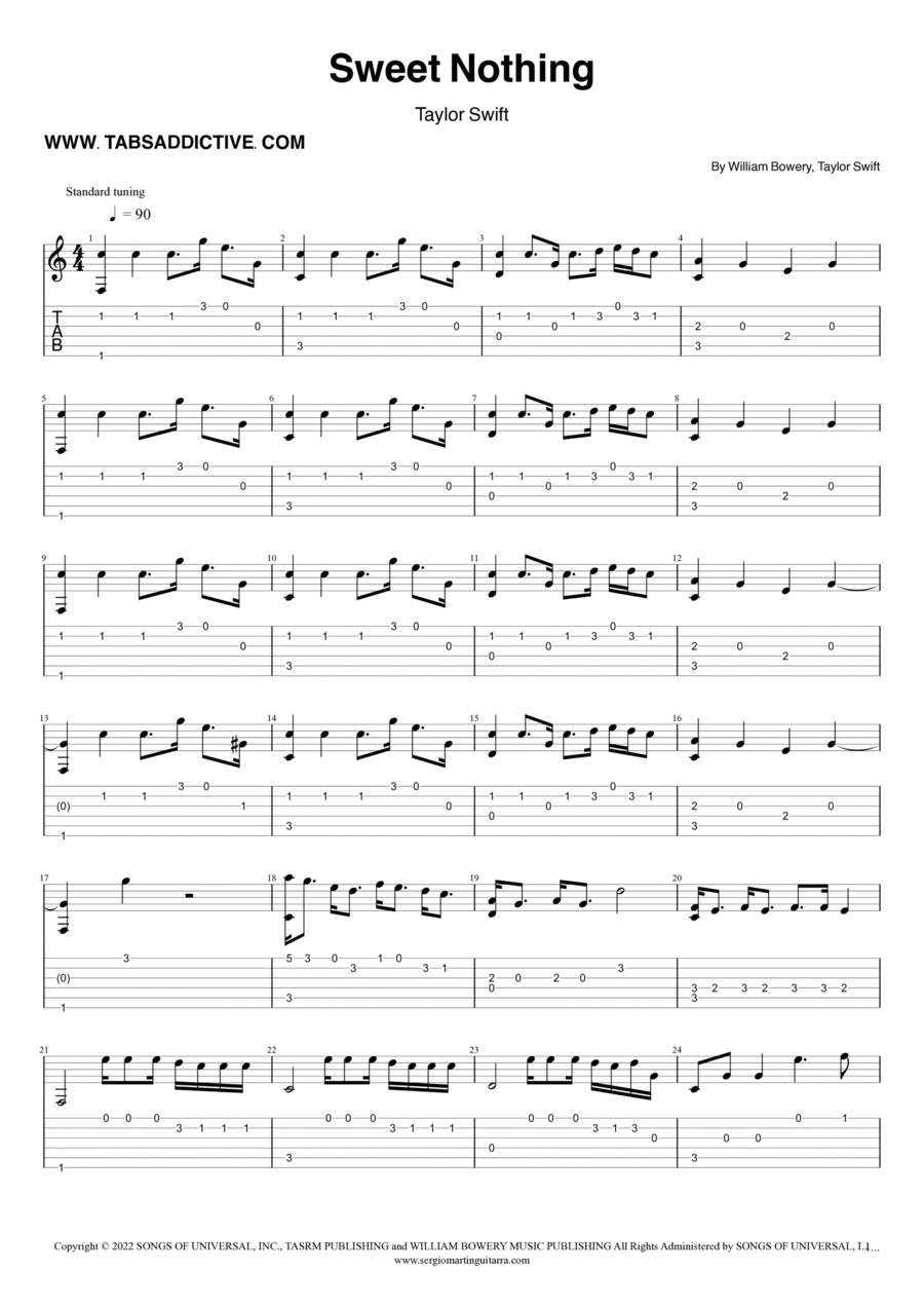 Sweet Nothing Electric Guitar scores gallery preview page 1