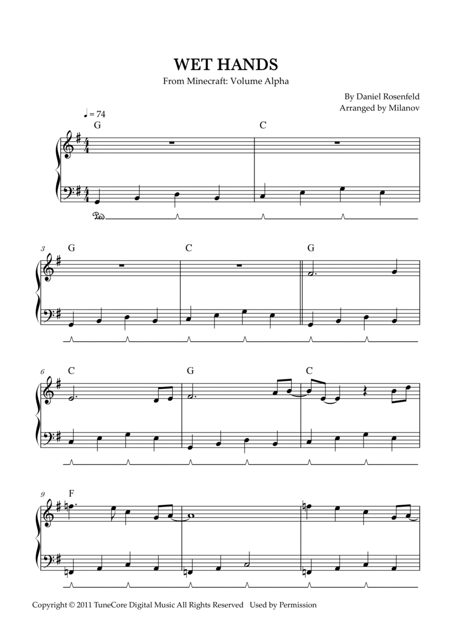Wet Hands Easy Piano scores gallery preview page 1