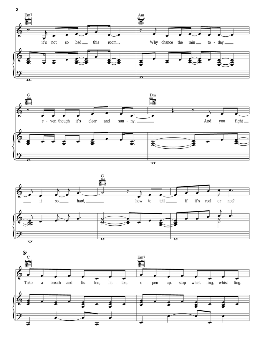 Standing In Front Of You Piano, Vocal, Guitar scores gallery preview page 2