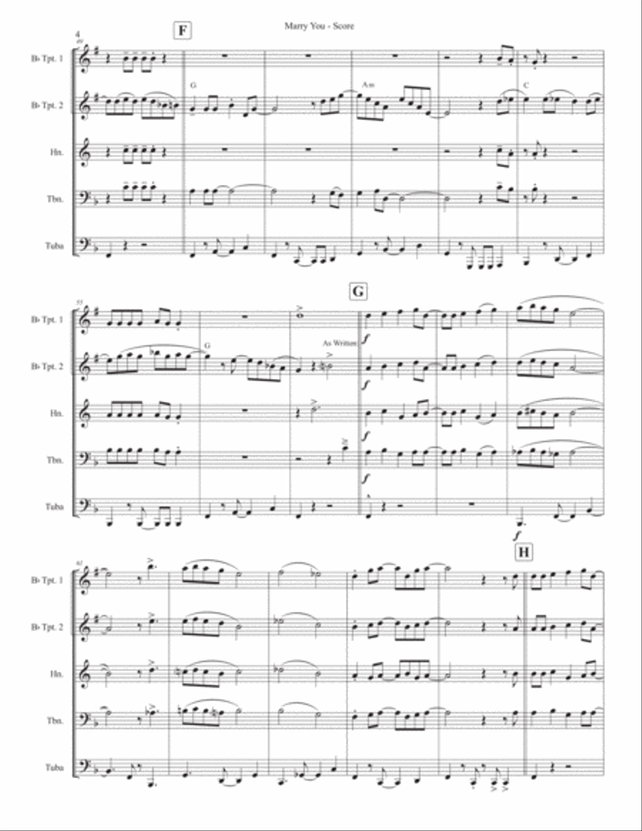 Marry You Brass Ensemble scores gallery preview page 4