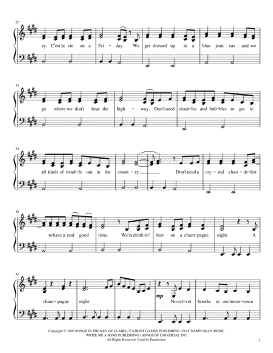 Champagne Night Piano Solo scores gallery preview page 2