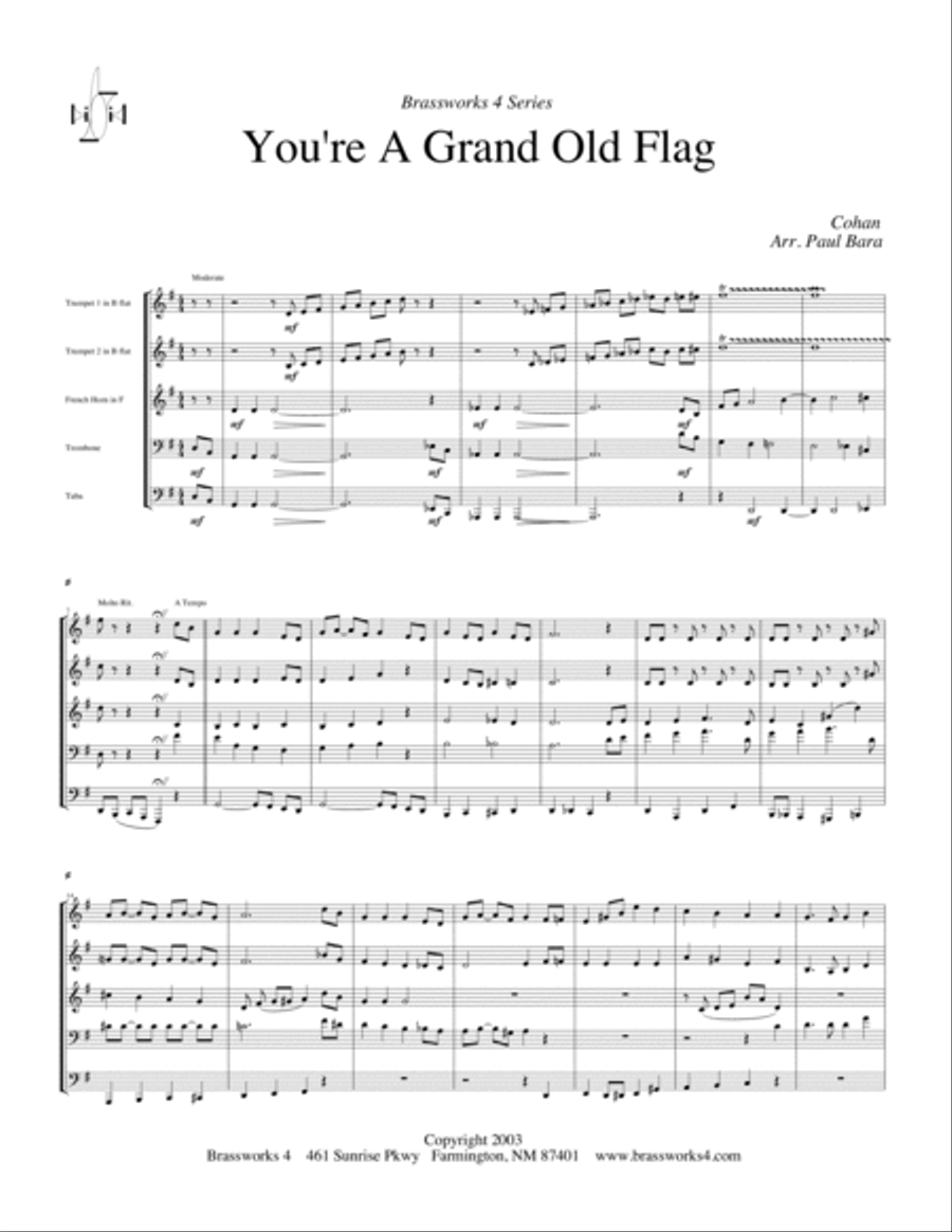 You're A Grand Old Flag Brass Quintet scores gallery preview page 2