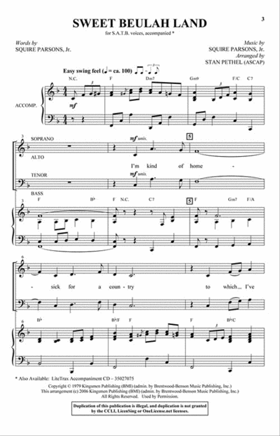 Sweet Beulah Land (from Gospel Voices) 4-Part scores gallery preview page 2