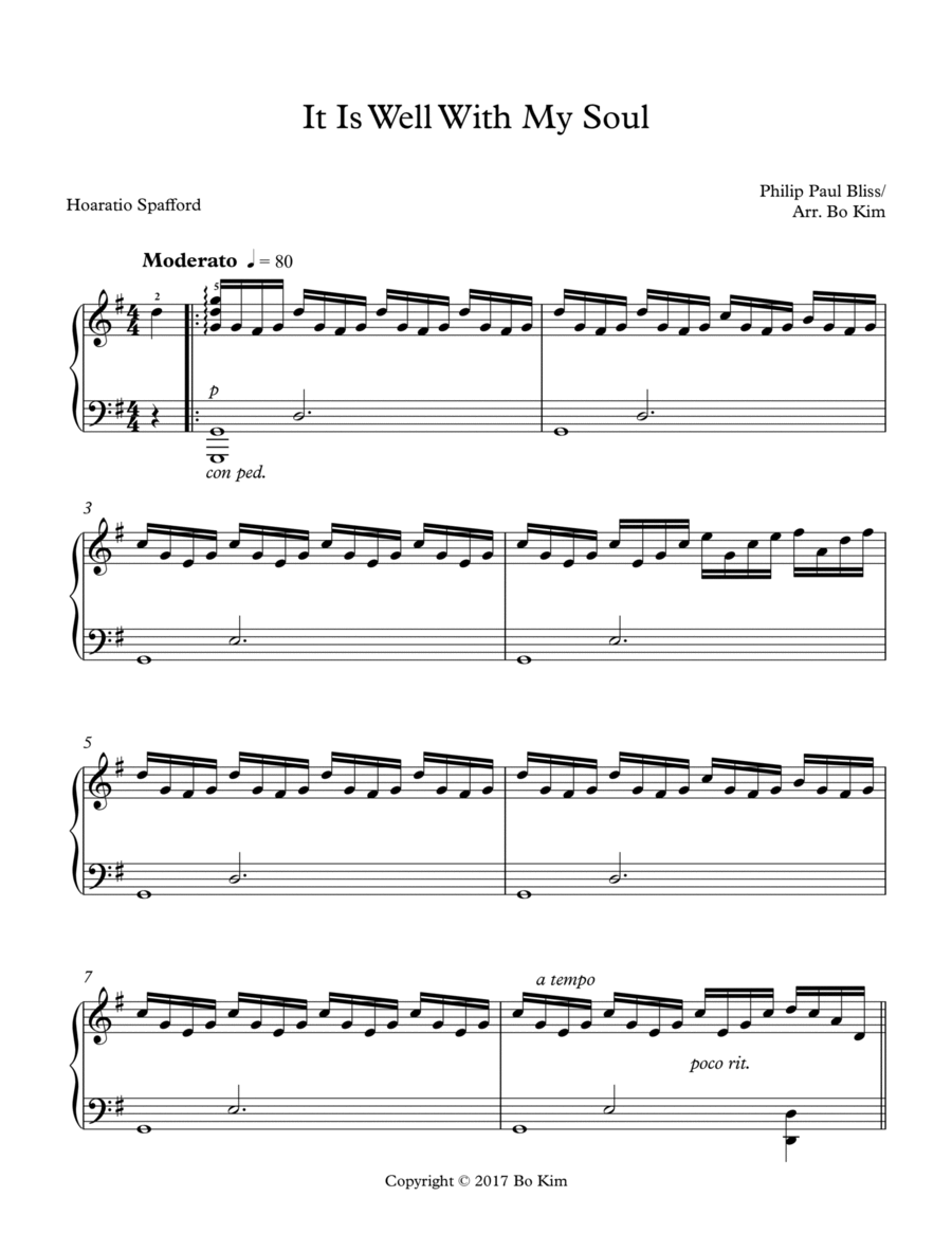 It Is Well With My Soul (Solo Piano Arrangement) Piano Solo - Digital Sheet Music
