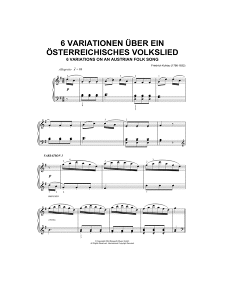 Six Variations On An Austrian Folk Song
