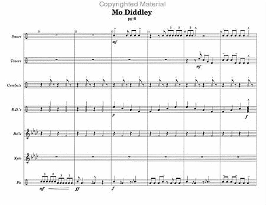 Mo Diddley Mo Diddley Percussion Ensemble scores gallery preview page 6