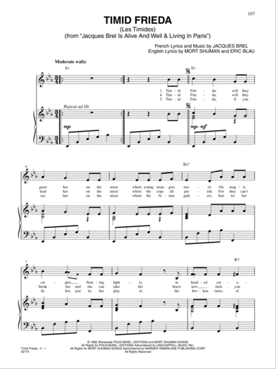 Timid Frieda Piano, Vocal, Guitar scores gallery preview page 1