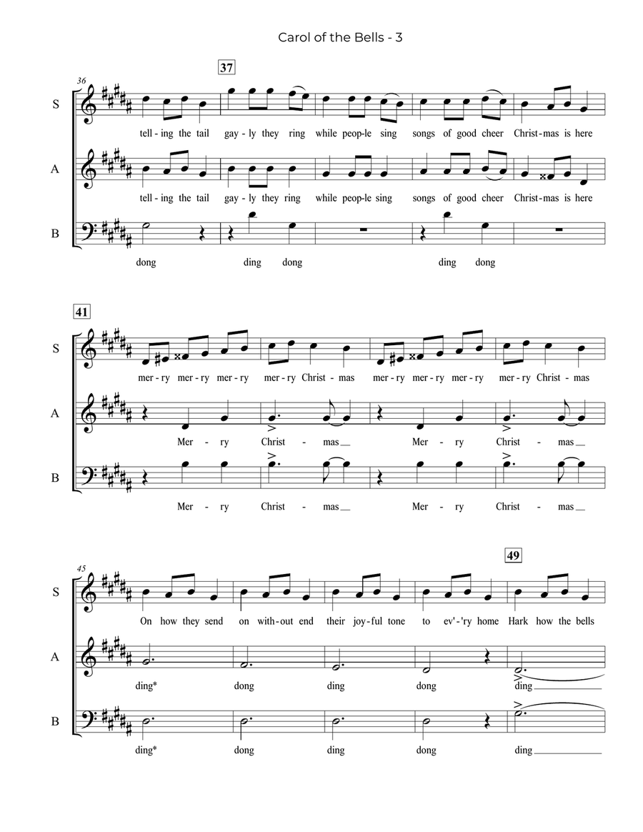 Carol Of The Bells Carol Of The Bells 3-Part scores gallery preview page 3