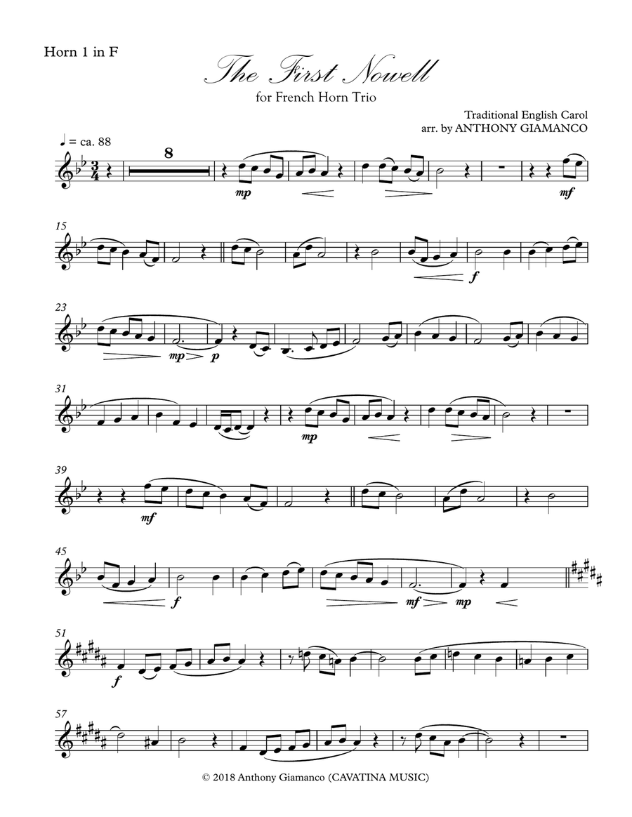 The First Nowell (French horn trio) Brass Trio scores gallery preview page 6