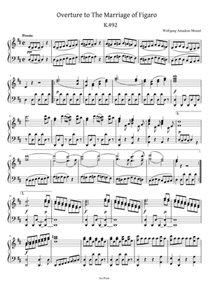 Mozart - Overture to The Marriage of Figaro, K.492 - For Piano Solo