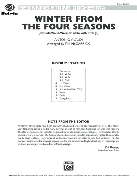 Winter from The Four Seasons: Score