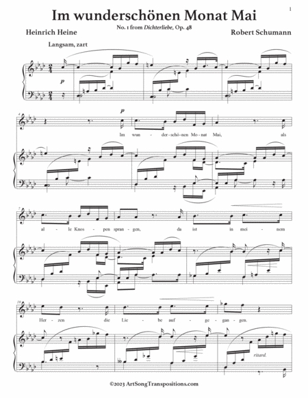 SCHUMANN: Im wunderschönen Monat Mai, Op. 48 no. 1 (transposed to A-flat major)