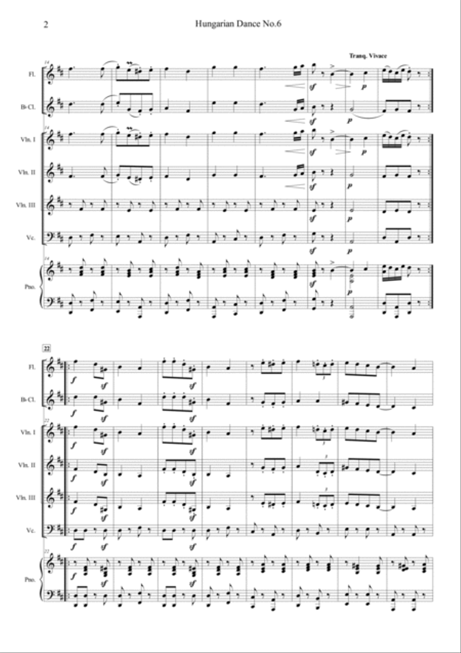 Hungarian Dances No.6 Orchestra scores gallery preview page 2