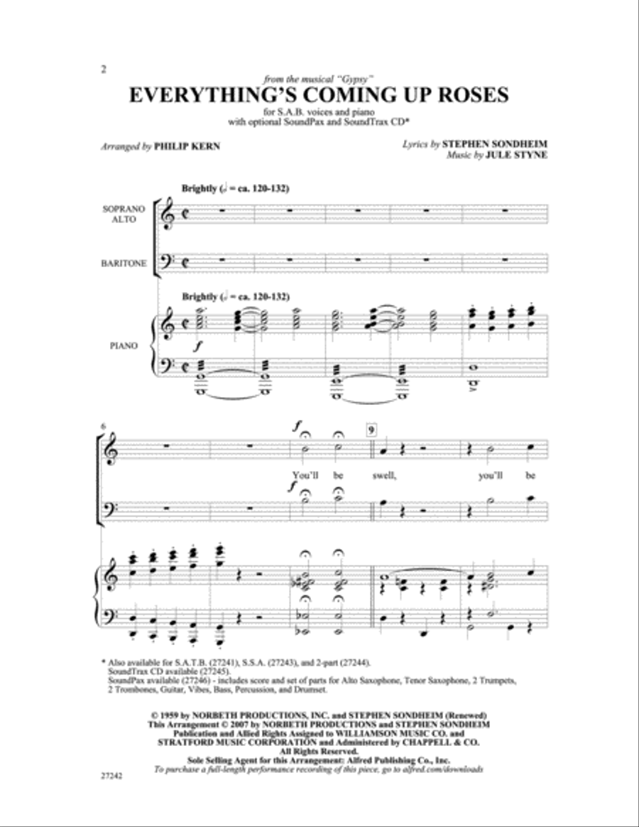 Everything's Coming Up Roses (from Gypsy) 3-Part scores gallery preview page 2