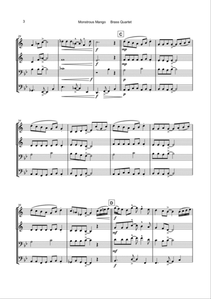 Monstrous Mango for Brass Quartet Brass Quartet scores gallery preview page 4