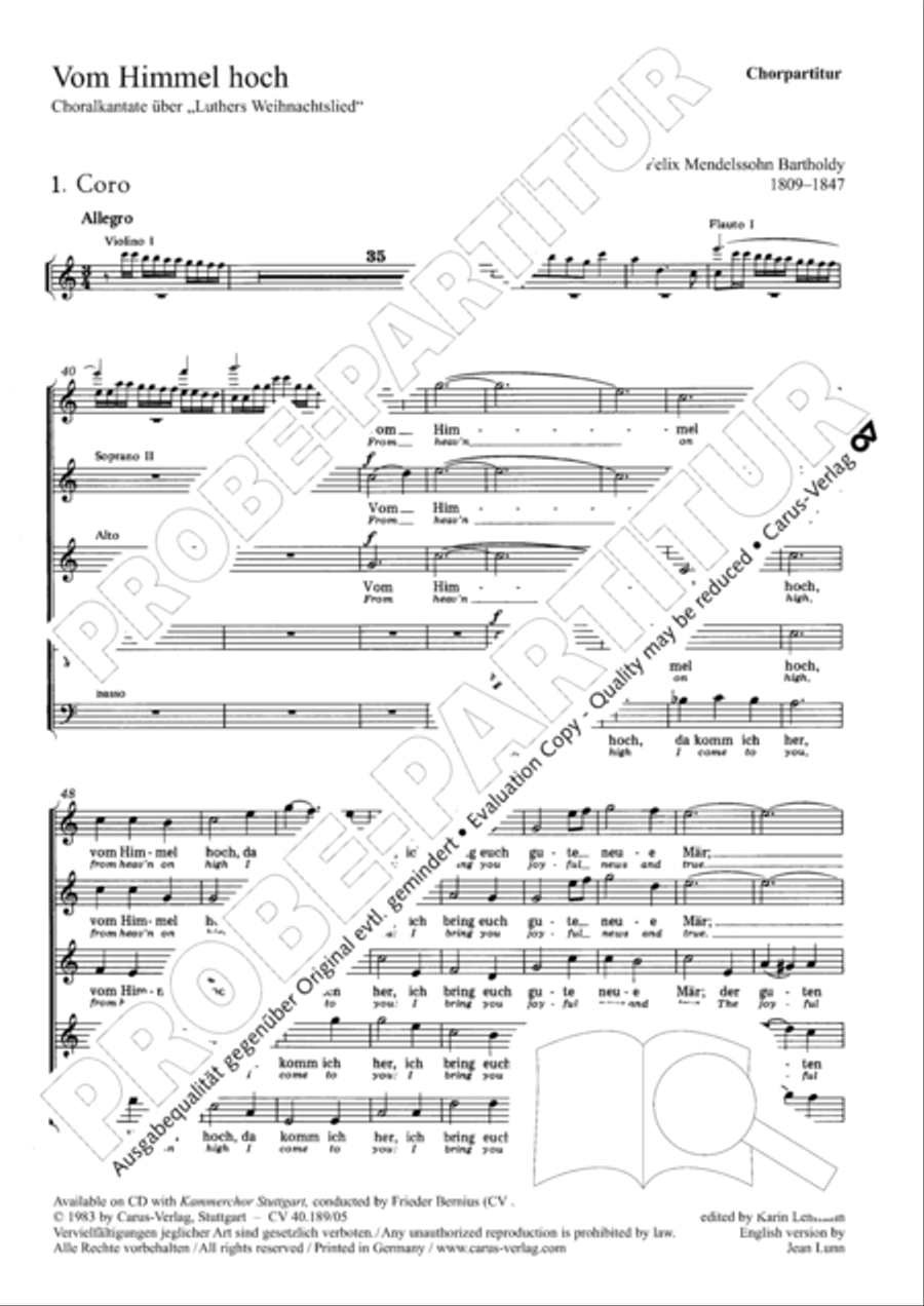 From heav'n on high (Vom Himmel hoch) SSATB scores gallery preview page 2