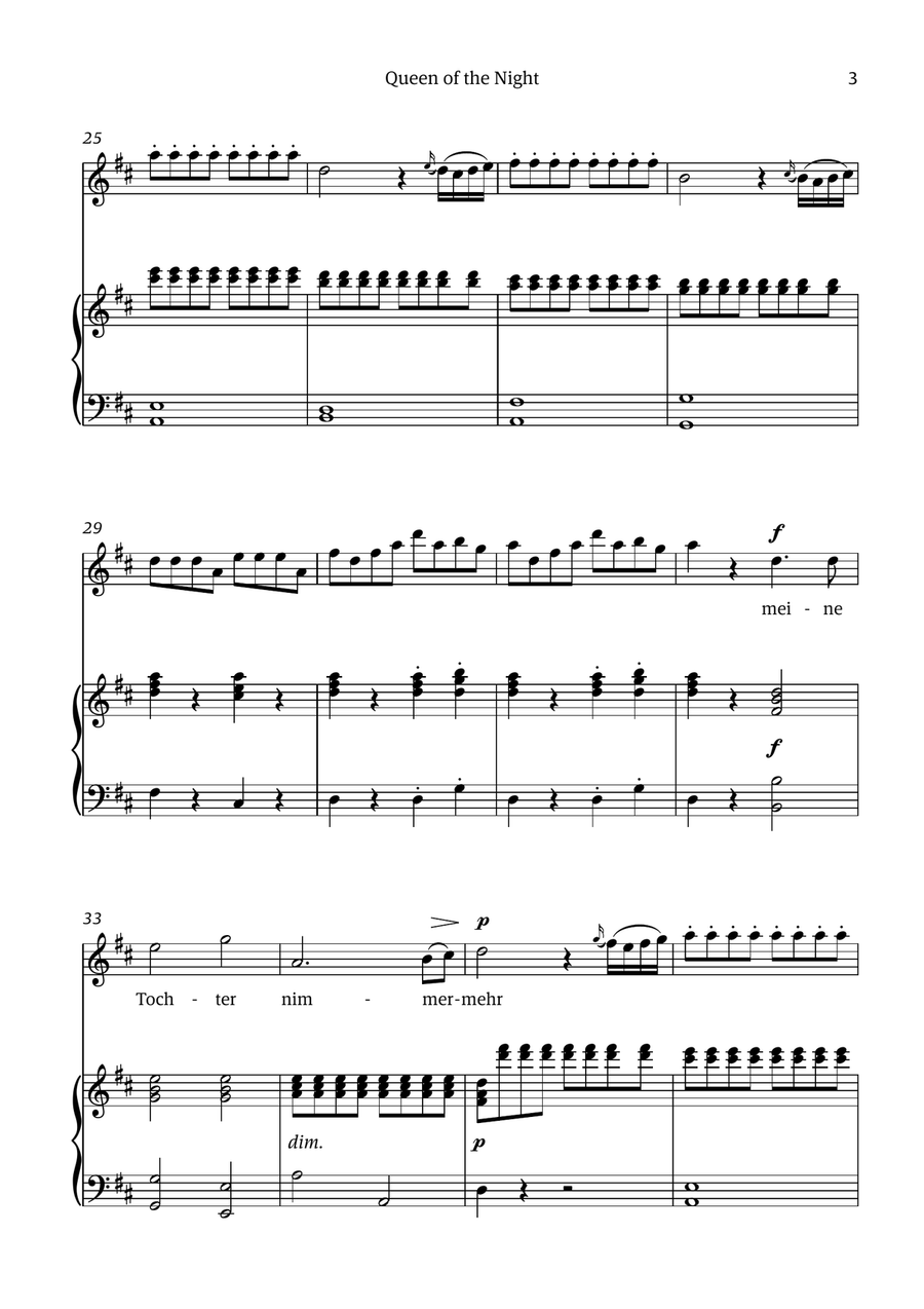 Queen of the Night (aria) - for SOPRANO in B minor Chamber Music scores gallery preview page 3