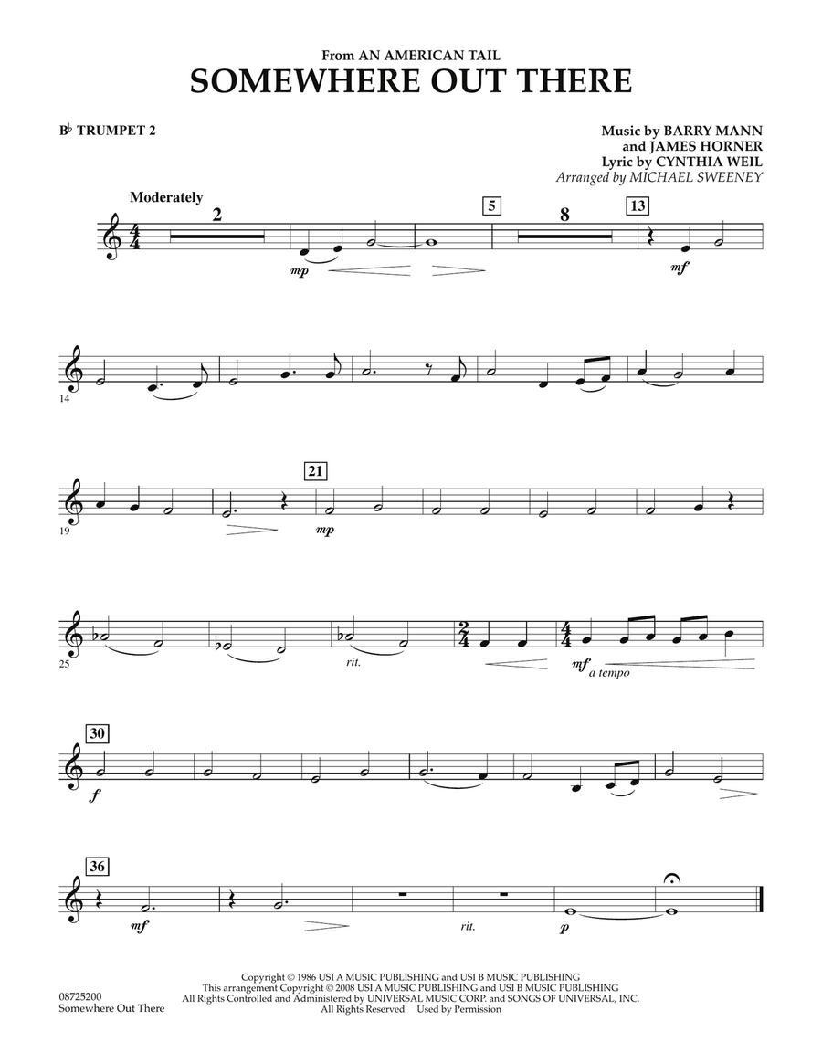 Somewhere Out There (from An American Tail) - Bb Trumpet 2 Concert Band scores gallery preview page 1