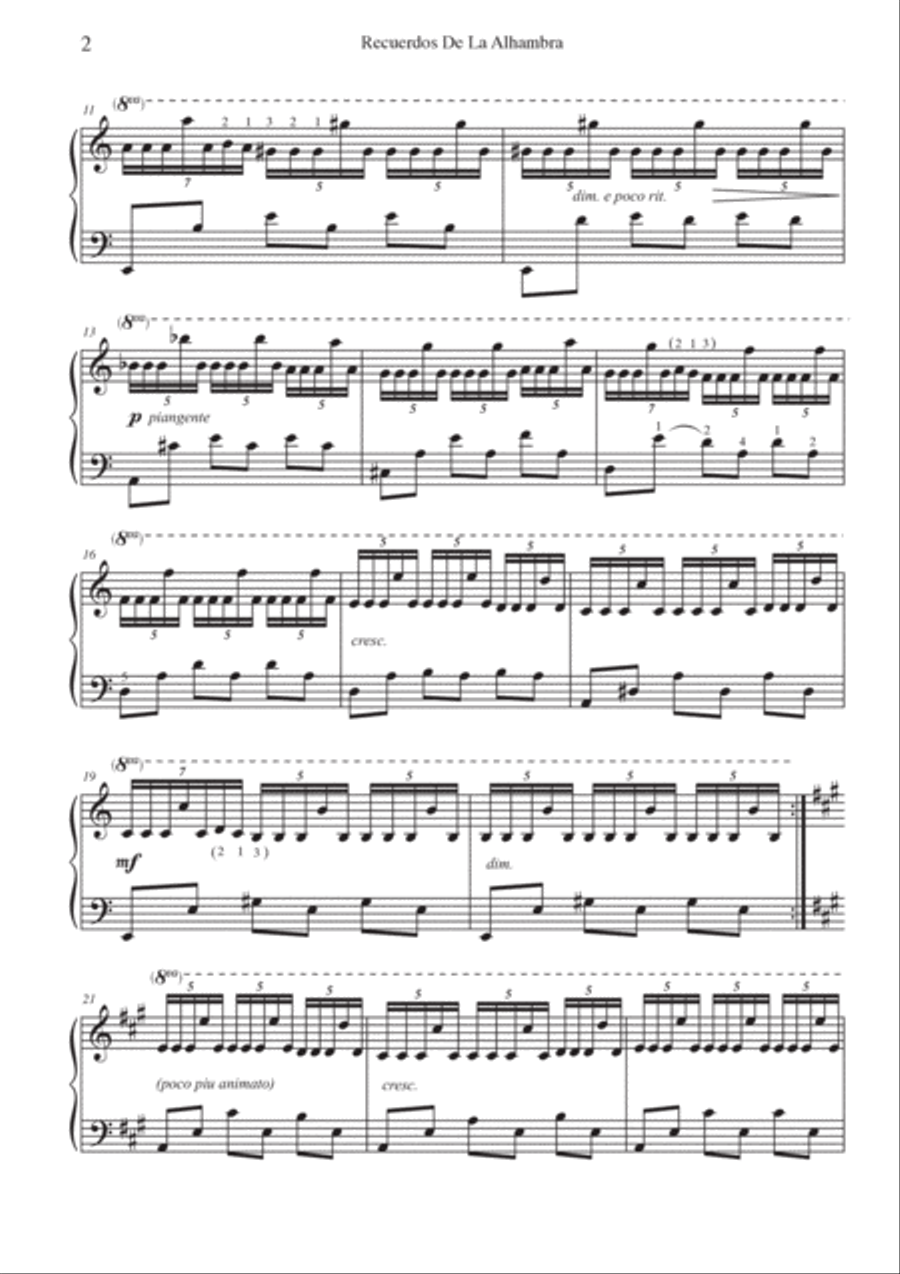 Recuerdos de la Alhambra Recuerdos de la Alhambra Piano Solo scores gallery preview page 3