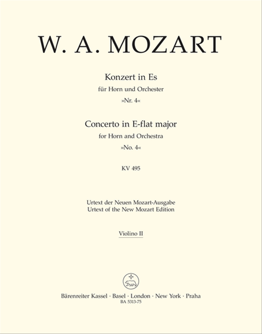 Concerto for Horn and Orchestra, No. 4 E flat major, KV 495 Violin scores gallery preview page 1
