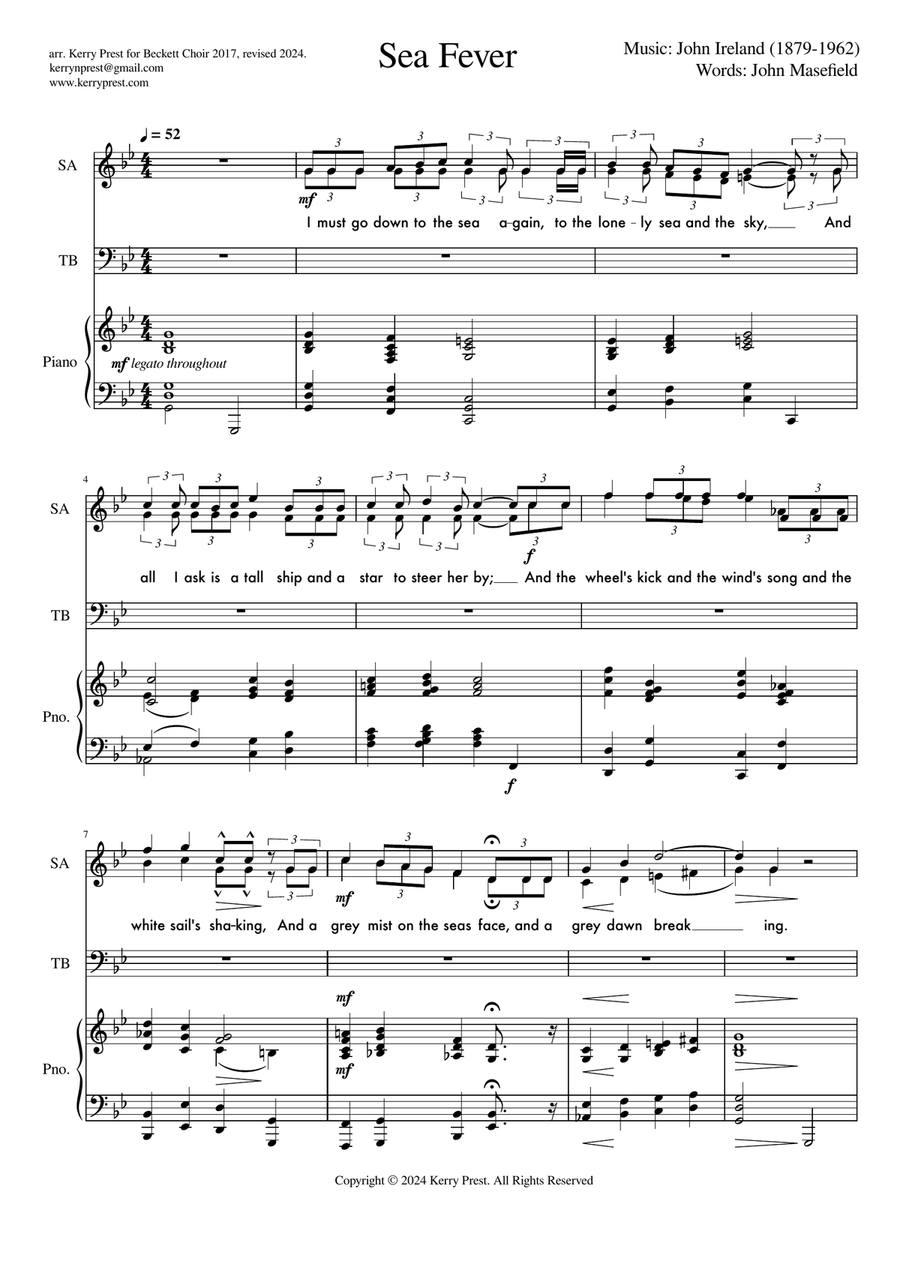 Sea Fever Sea Fever 4-Part scores gallery preview page 1