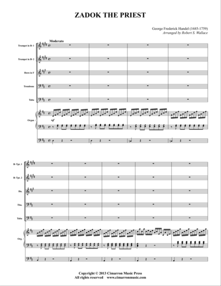 Zadok the Priest Organ scores gallery preview page 1