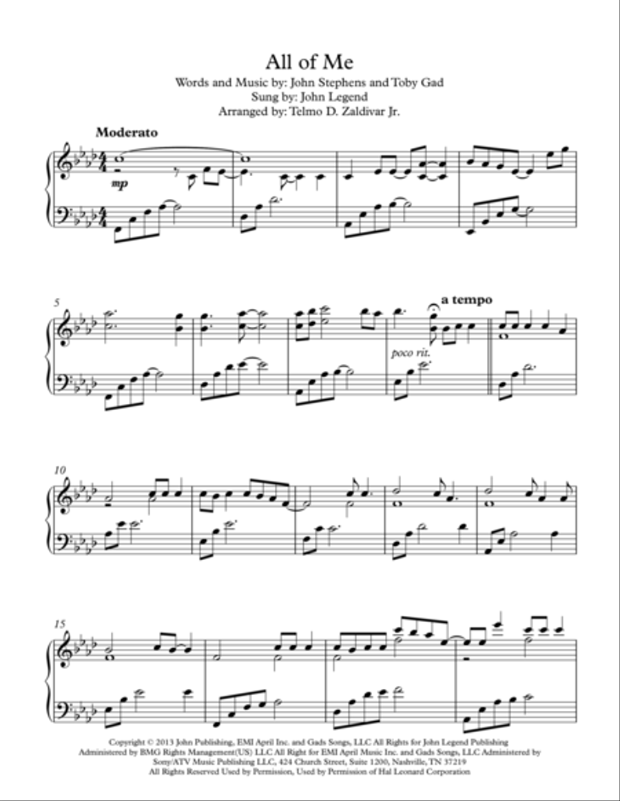 All Of Me All Of Me Piano Solo scores gallery preview page 2