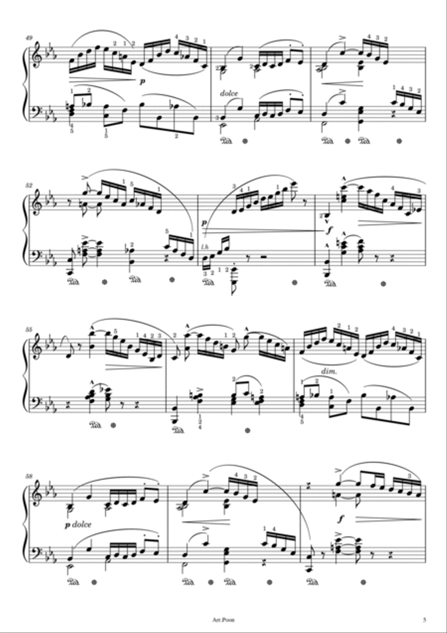 Chaminade - Arabesque - Op. 61 No.1 - In G Minor - Original With Fingered - For Piano Solo Piano Solo scores gallery preview page 5