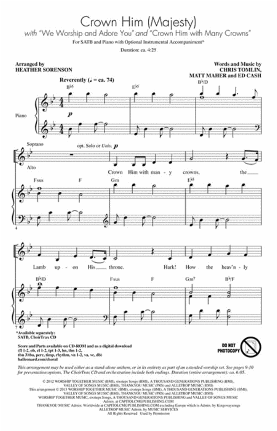 Crown Him (Majesty)(with “We Worship and Adore You” and “Crown Him with Many Crowns”) 4-Part scores gallery preview page 2