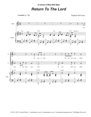 Return To The Lord (Duet for Soprano and Alto solo)