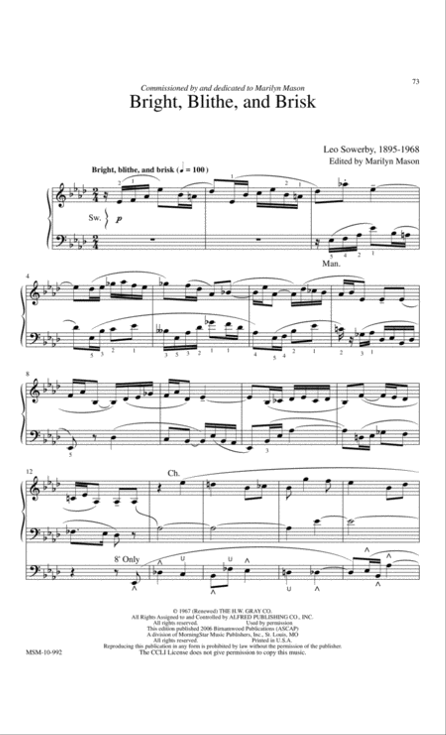 Marilyn Mason Music Library, Volume 3 Organ scores gallery preview page 5