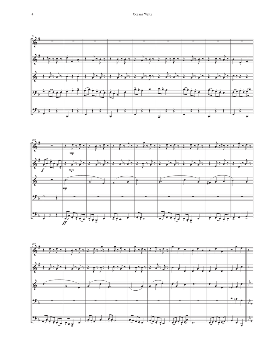 Oceana Waltz Oceana Waltz Brass Quintet scores gallery preview page 5