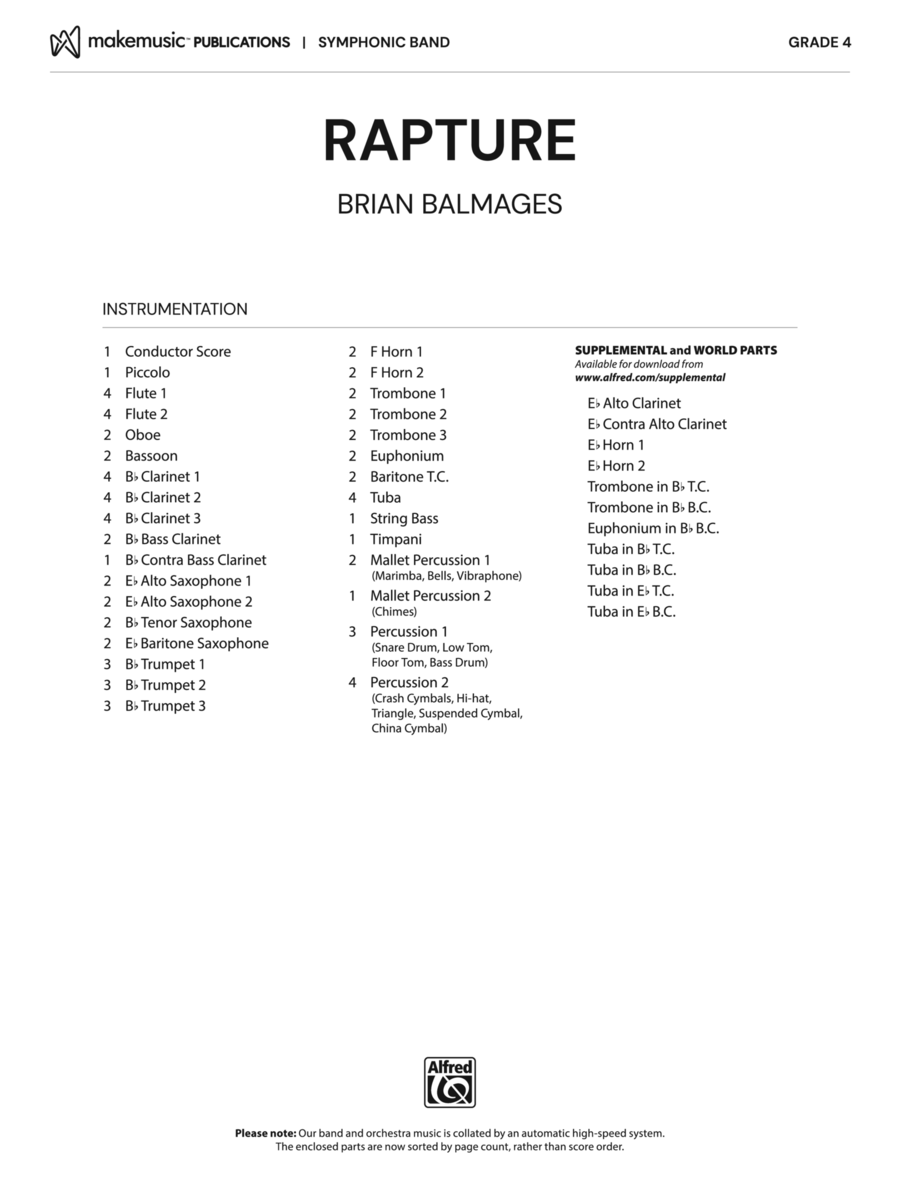 Rapture: Score Concert Band scores gallery preview page 1